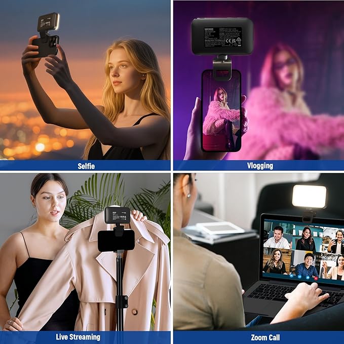 NEEWER Entry Level Version LED RGB Selfie Light, 91 LEDs Plastic Clip on Phone