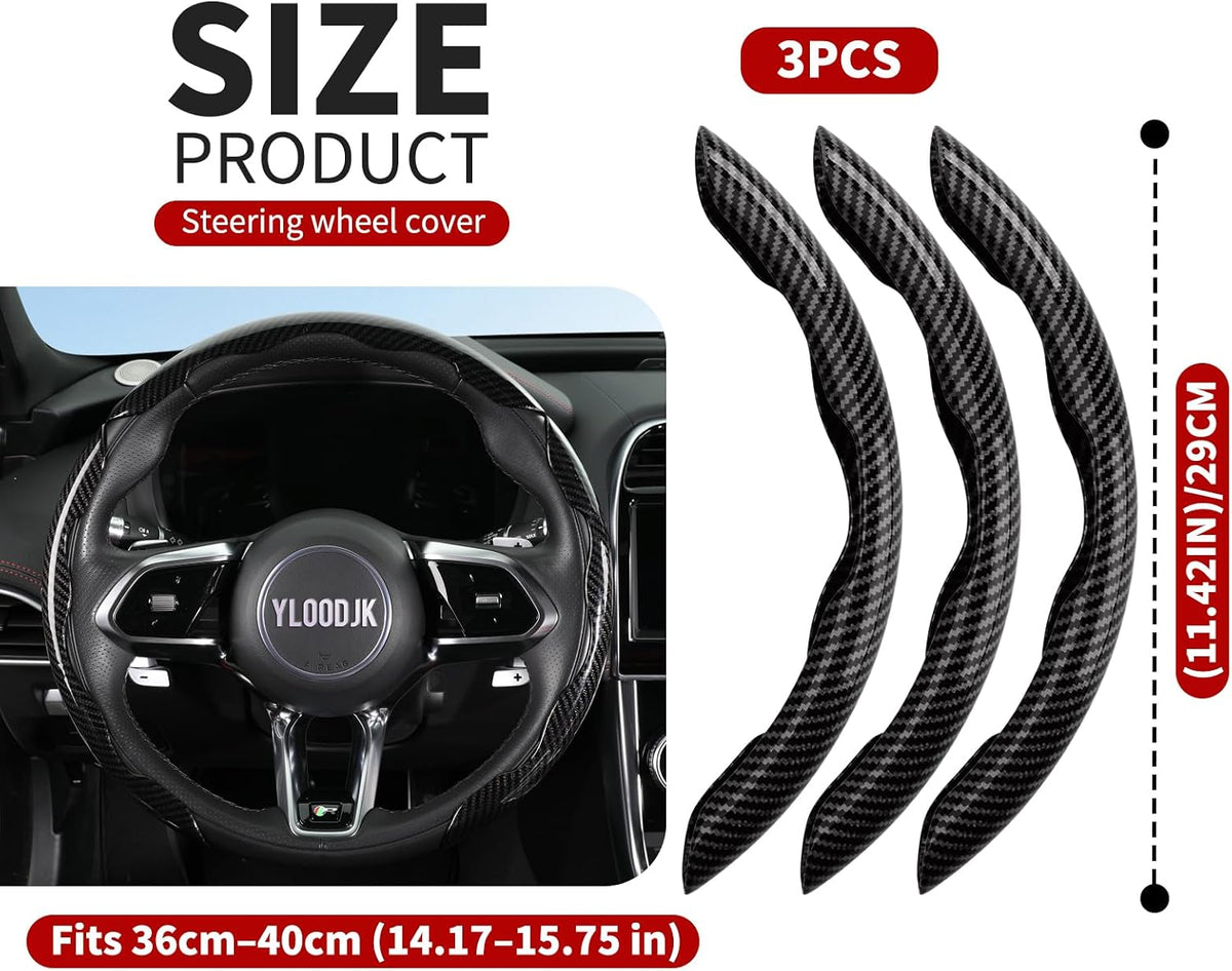 Universal Steering Wheel Cover,Carbon Fiber,3pcs Set(Black)
