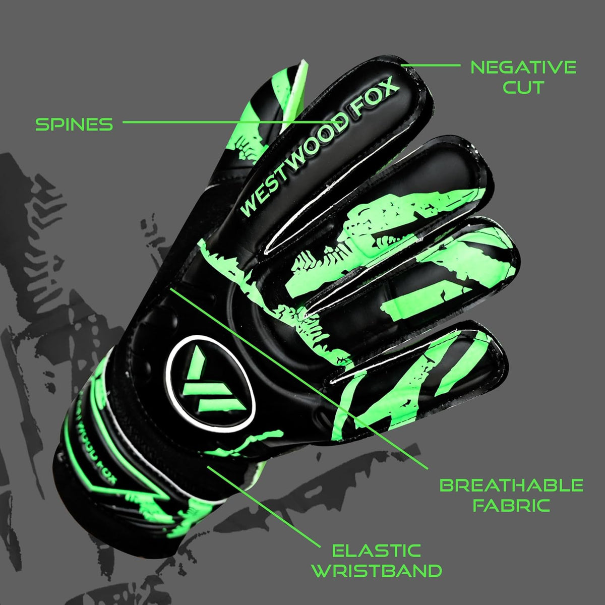 Westwood Fox Goalkeeper Gloves - Heavy Grip Palm with Finger Protection for Kids & Adults | 4+3 mm Latex