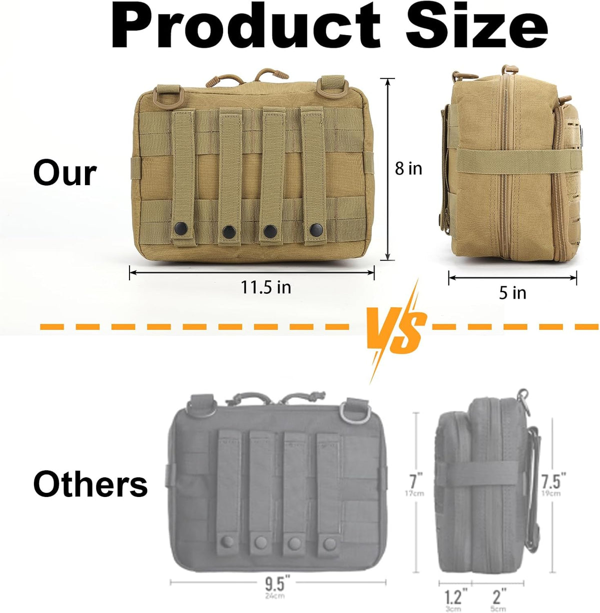 Skiennix Tactical Pouch - Large EDC Gear Organizer with MOLLE System & Expandable Medical Pocket