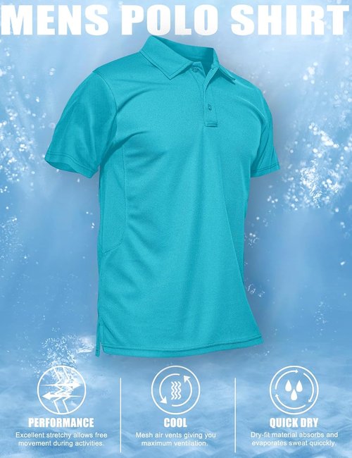 MAGCOMSEN Men's Quick Dry Tactical Polo Shirt - Short Sleeve Performance Golf Jersey