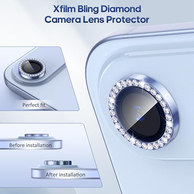 for iPhone 17 Air Camera Lens Protector Bling, Individual Diamond Metal Ring