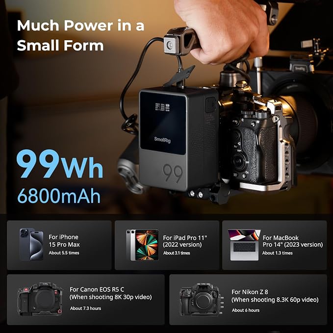 SMALLRIG V Mount Battery VB99, 99Wh / 6800mAh V Lock Battery