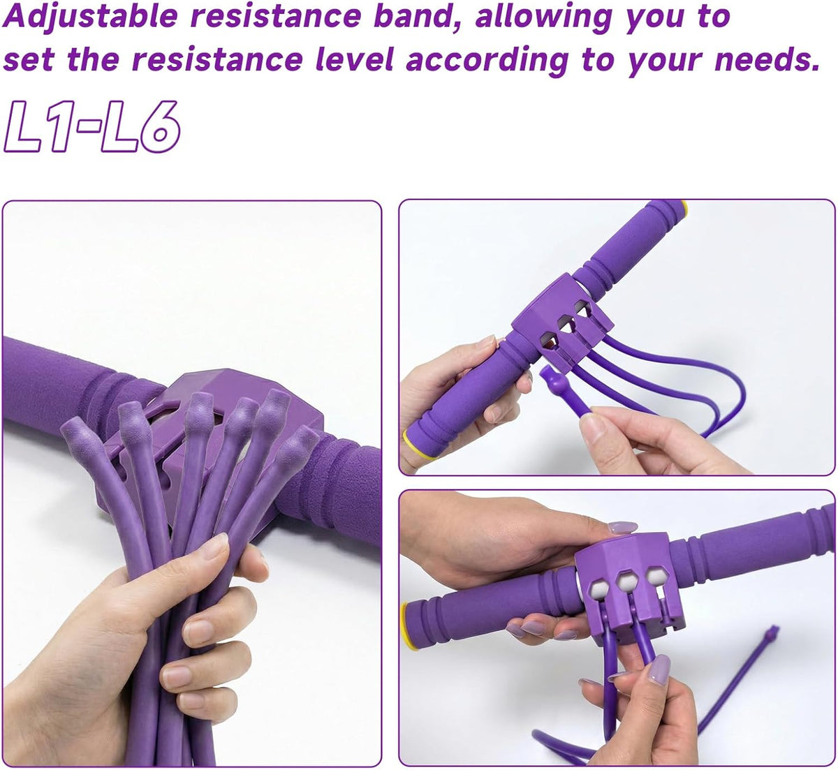 Pedal Resistance Bands - Adjustable 6-Tube Heavy-Duty Rubber Bands for Full Body Workout | Home Fitness
