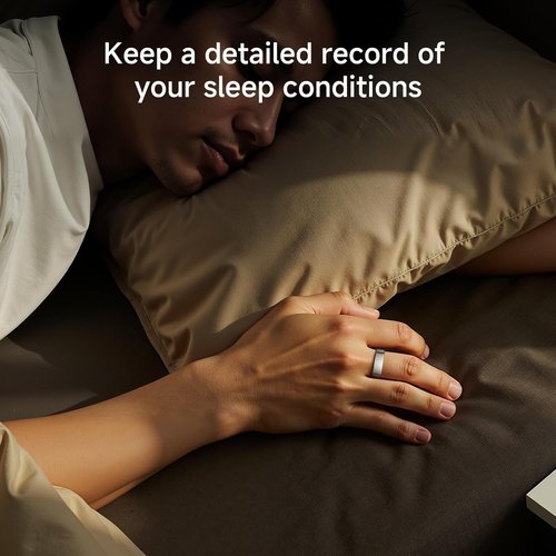 KIRAMA Smart Health Ring - Fitness Tracker with Heart Rate Monitor & Sleep Support | Ultra-Thin Design (Silver, Size 7)