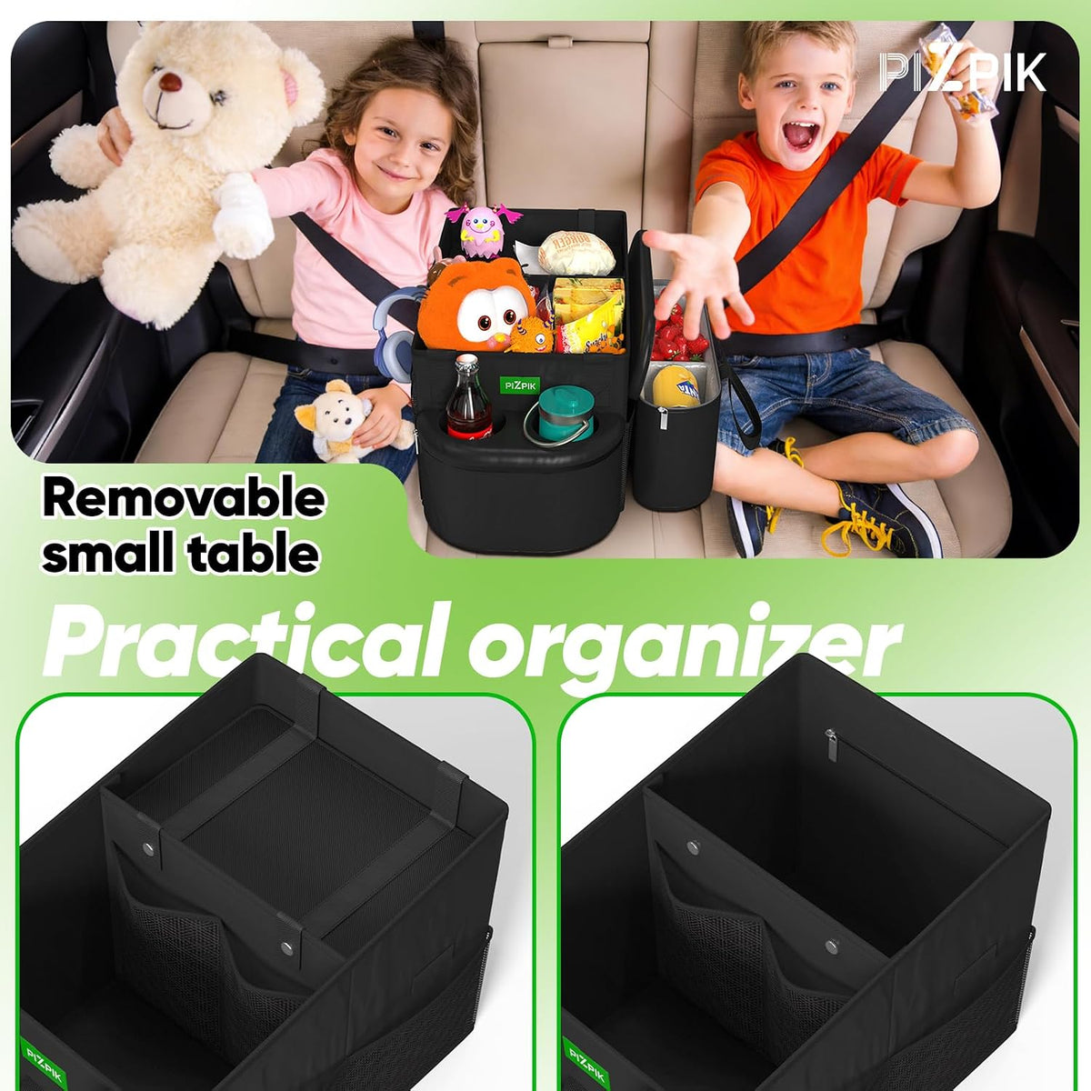 Plzpik Large Car Seat Organizer with Removable Cooler Bag for the Front or Back Seat for Kids and Adults.Versatile for Use in Multiple Scenarios.
