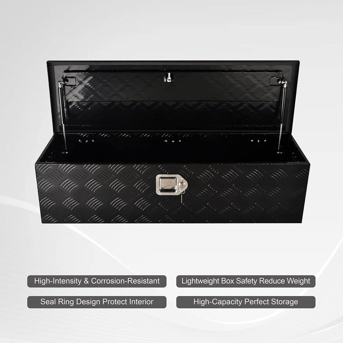 39 Inch Aluminum Heavy Duty Truck Bed Tool Box Black (39"X13"X10")
