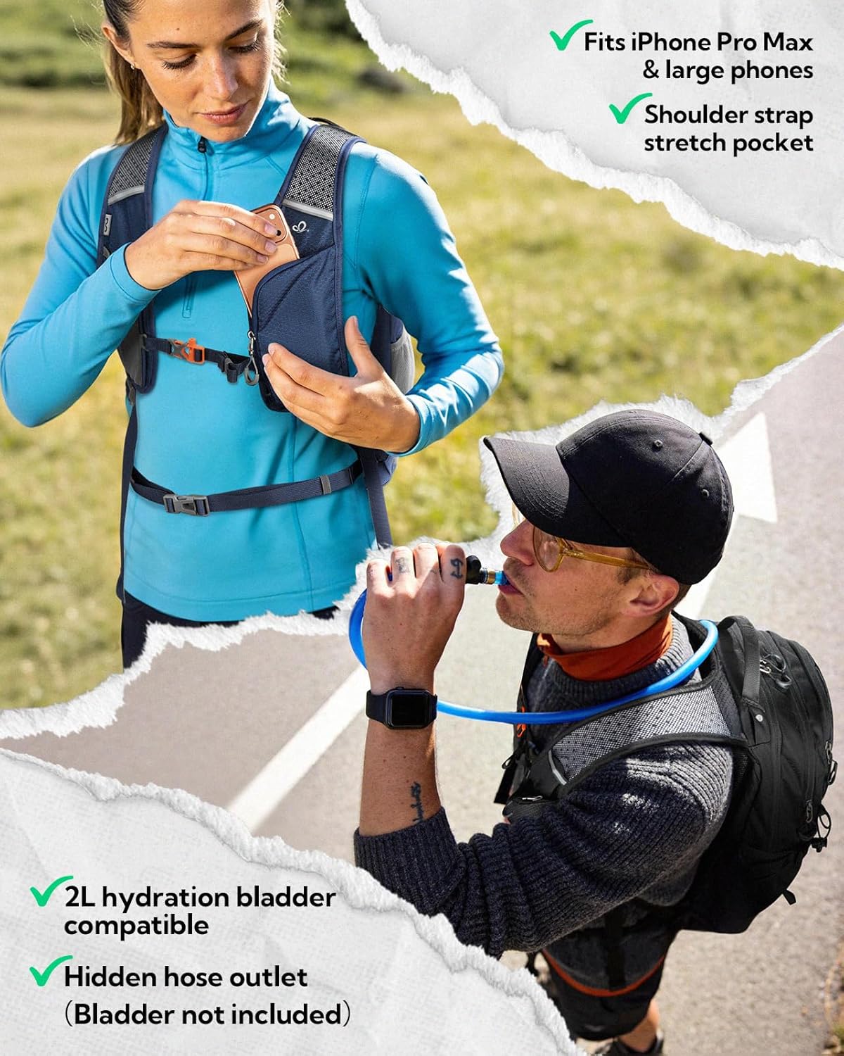 WATERFLY Lightweight 20L Hiking Backpack - Breathable Daypack with Phone Pocket & Hydration Compatibility