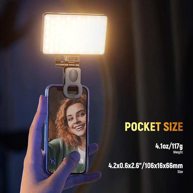 NEEWER Basics LED Selfie Phone Light, Rechargeable 2500-9000K Clip On Fill Light