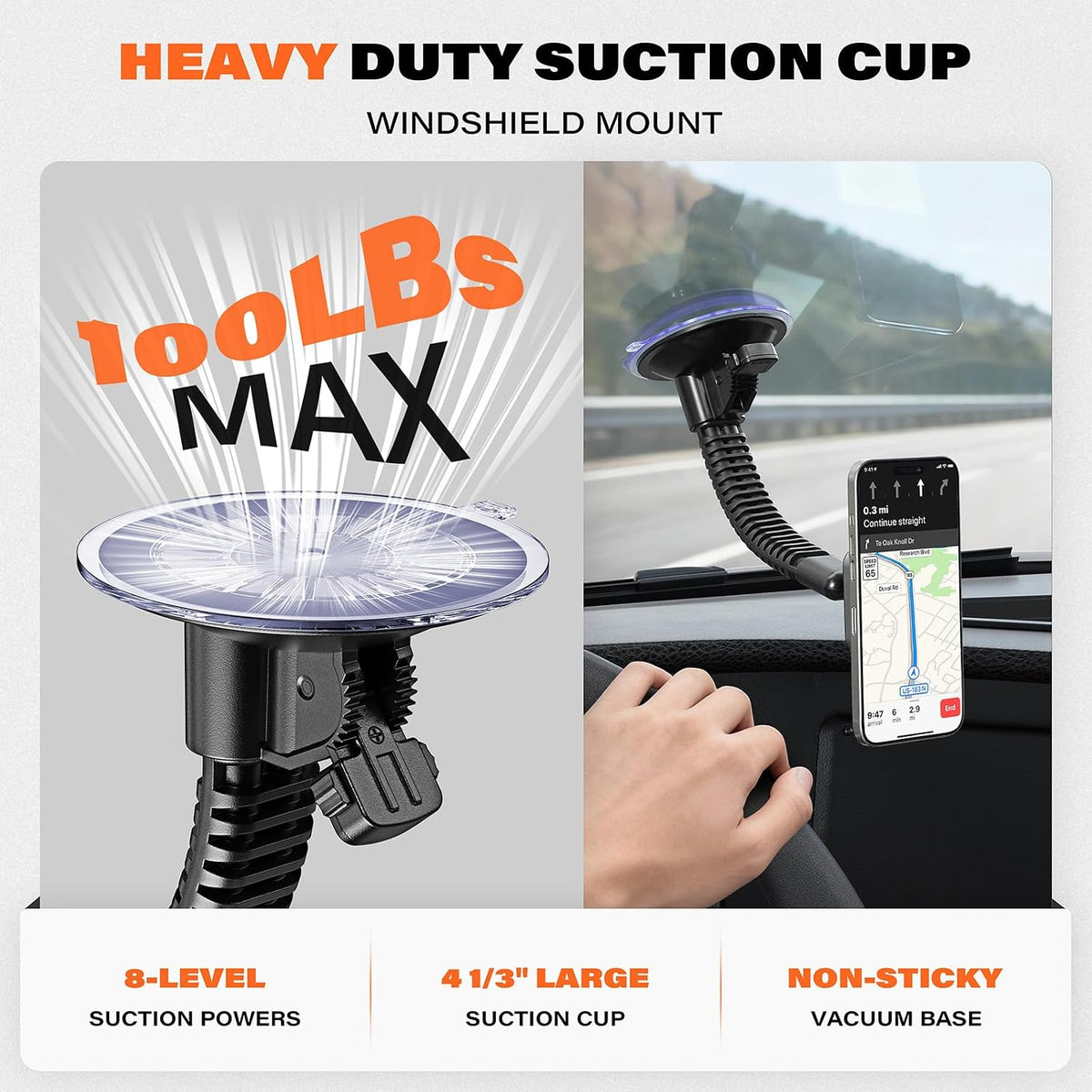 APPS2Car Phone Mount for Truck, Heavy-Duty Windshield Phone Holder