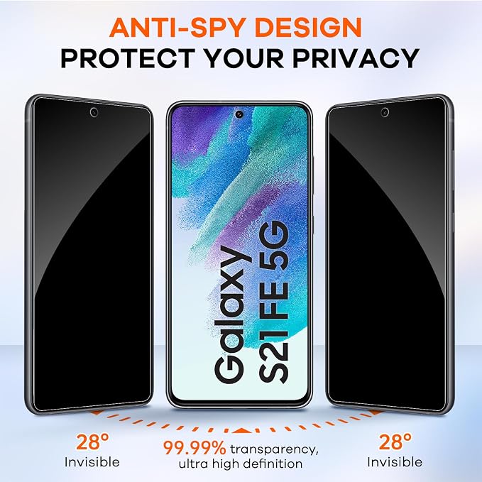 3+3 Pack for Samsung Galaxy S21 FE 5G Privacy Screen Protector & Phone Camera