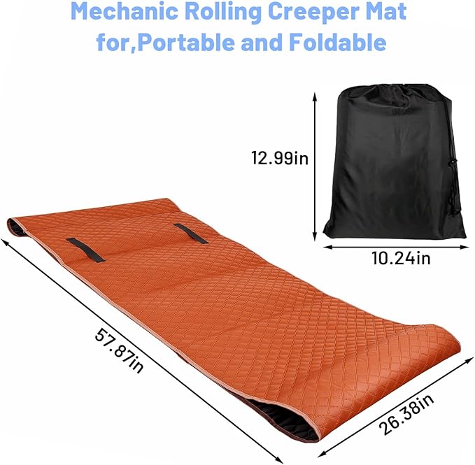 Creeper Rolling Mat,Mechanic Creeper Car Repair Garage Mat, 57.87x26.38 Inch Portable Foldable Rolling Pad for Under Car,Automotive Repair Mat for Mechanics/Trucks