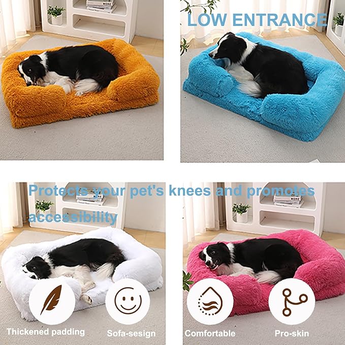 Dog Beds Large Sized dog Orthopedic, Sofa Dog Bed with Waterproof Lining and Nonskid Bottom, Rectangle Washable Dog Bed for Medium Small Dogs and Cats Comfortable ( Color : Green1 , Size : 51 x 35" )