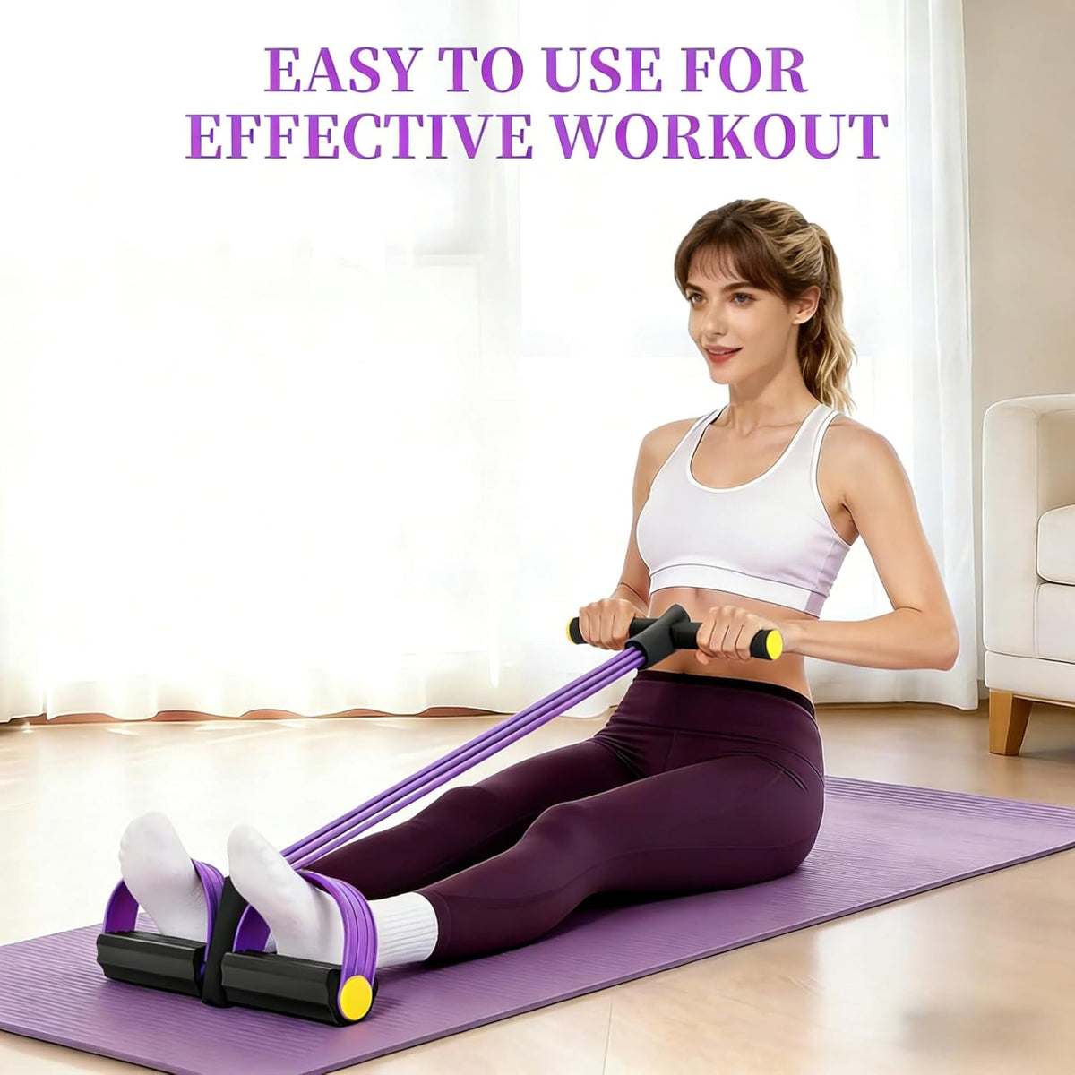 Skiennix Pedal Resistance Bands - 6-Tube Manual Tension Training for Women | Natural Rubber Handles
