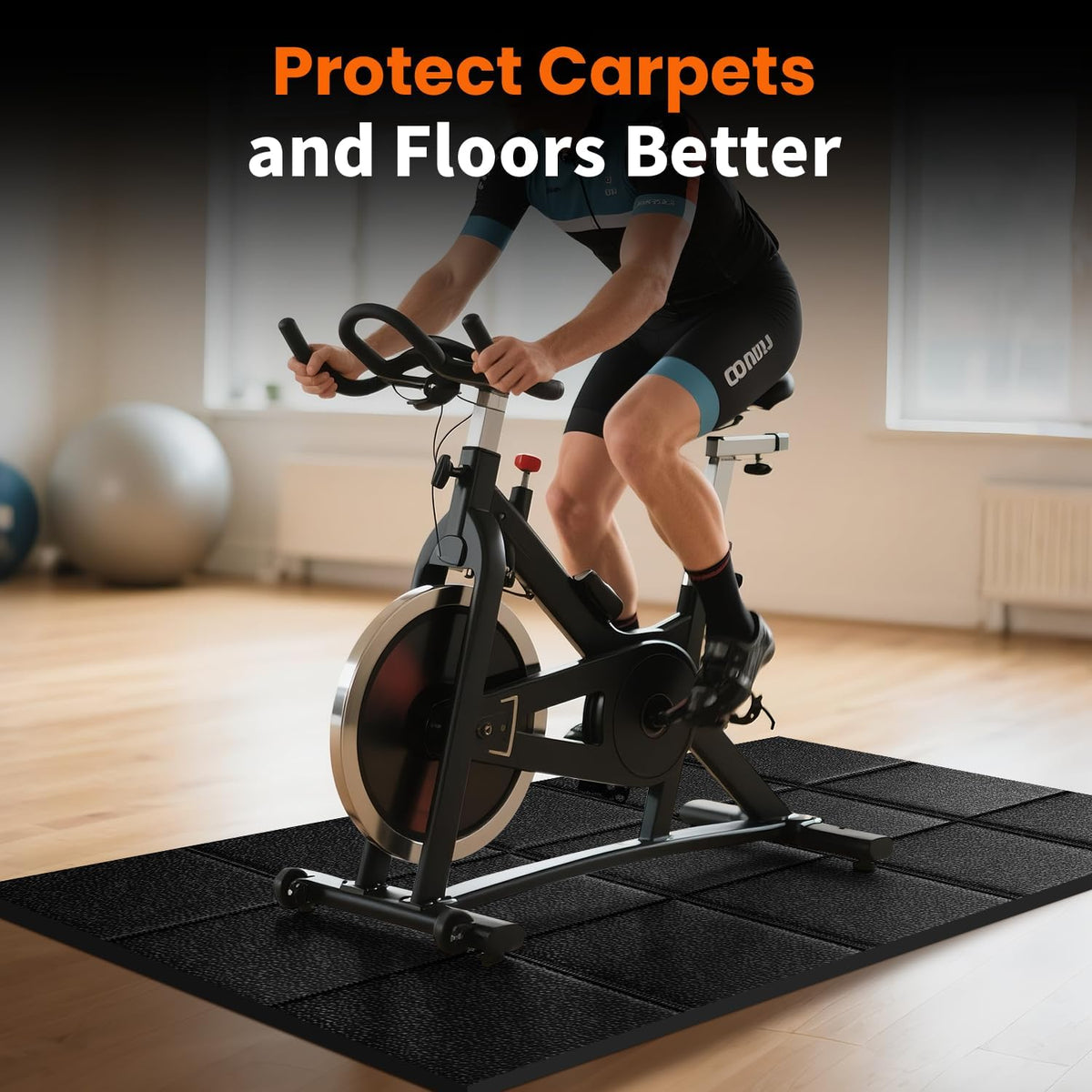 Treadmill Mat by [Brand Name] - Non-Slip Waterproof Protection for Carpet & Hardwood Floors | 79x39 Inches