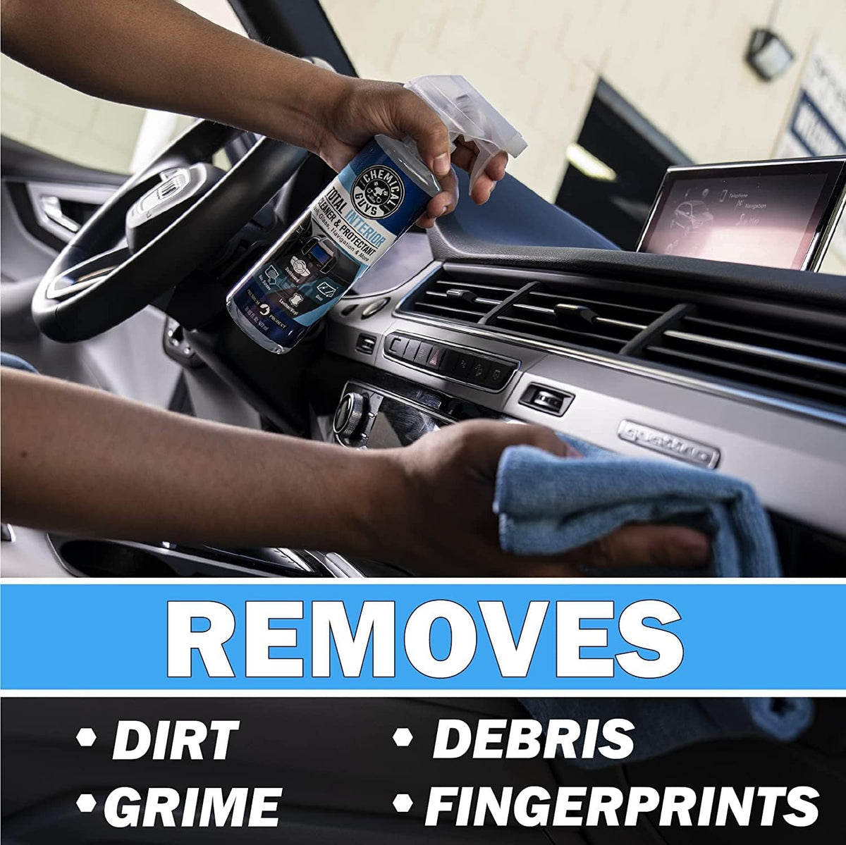 Chemical Guys 9-Piece Interior Car Cleaning Kit with Total Interior Cleaner | Sticky Icky Car Cleaning Gel, detailing brushes, and microfiber towels, complete car interior cleaning and refresh bundle