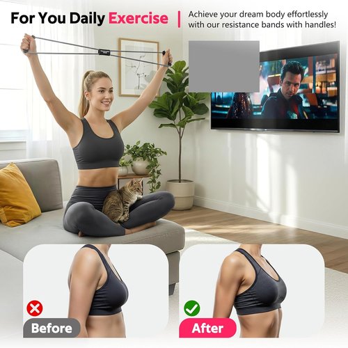 Figure 8 Resistance Bands by [Brand Name] - Versatile Fitness Exercise Bands with Handles for Arm & Shoulder Stretch
