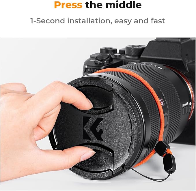 K&F Concept 67mm Lens Cap, 9-in-1 Center Pinch Lens Cover + Anti-Loss Keeper