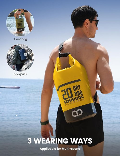 Lamicall Waterproof Dry Bag - Durable & Floating 5L/10L/20L/30L/40L with Phone Pouch for Kayaking, Hiking & Fishing