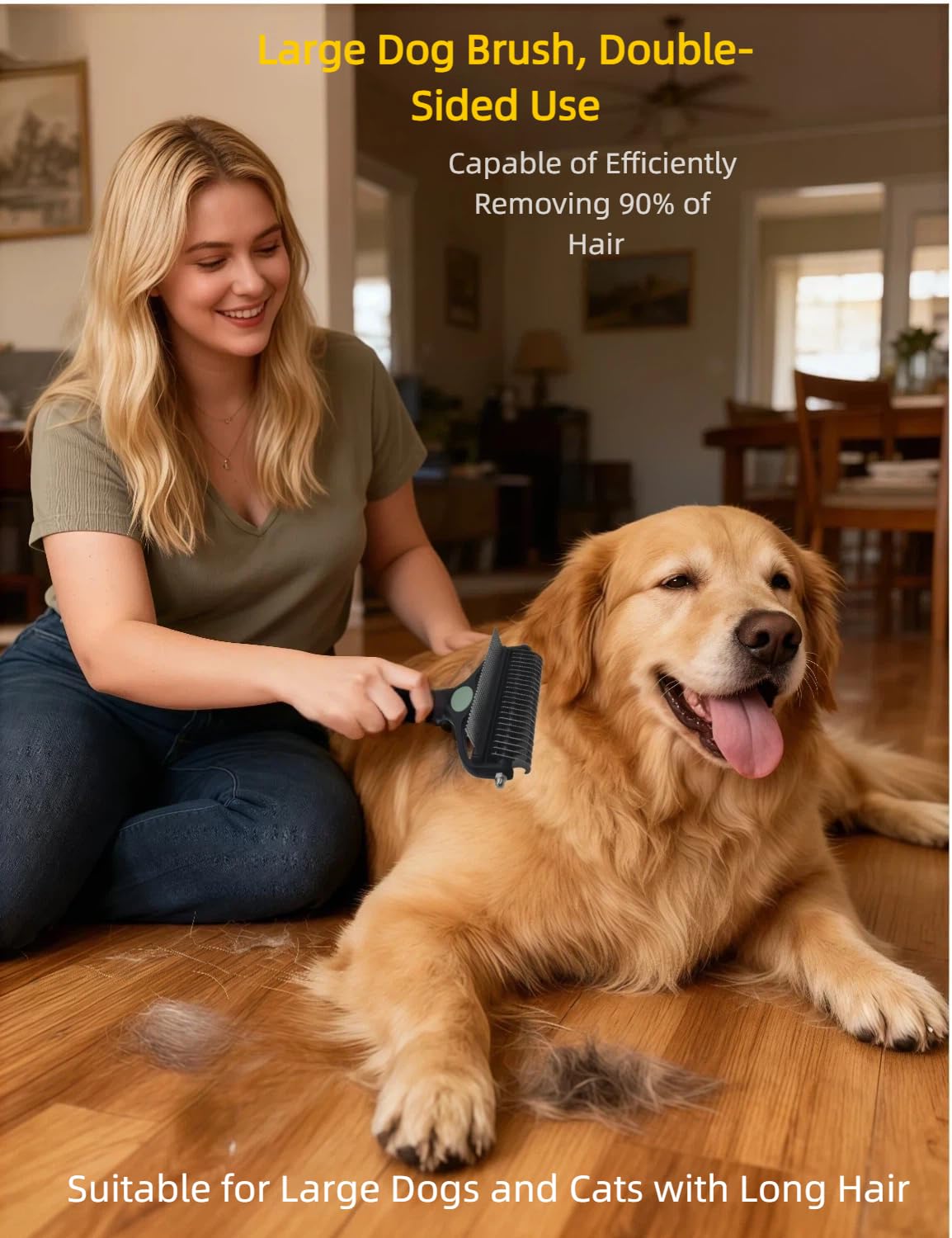 Skiennix 3-in-1 Dog Deshedding Brush - Grooming Tool with Undercoat Rake & Dematting Comb | Peacock Green
