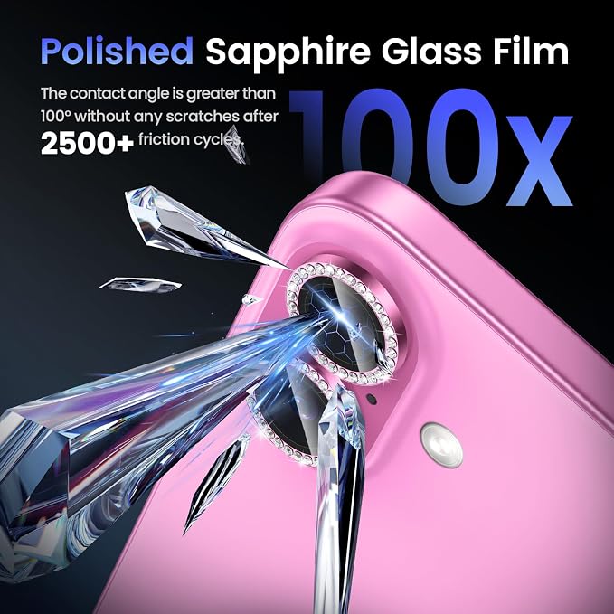 Tensea for iPhone 16 / iPhone 16 Plus Camera Lens Protector, 9H Tempered Glass