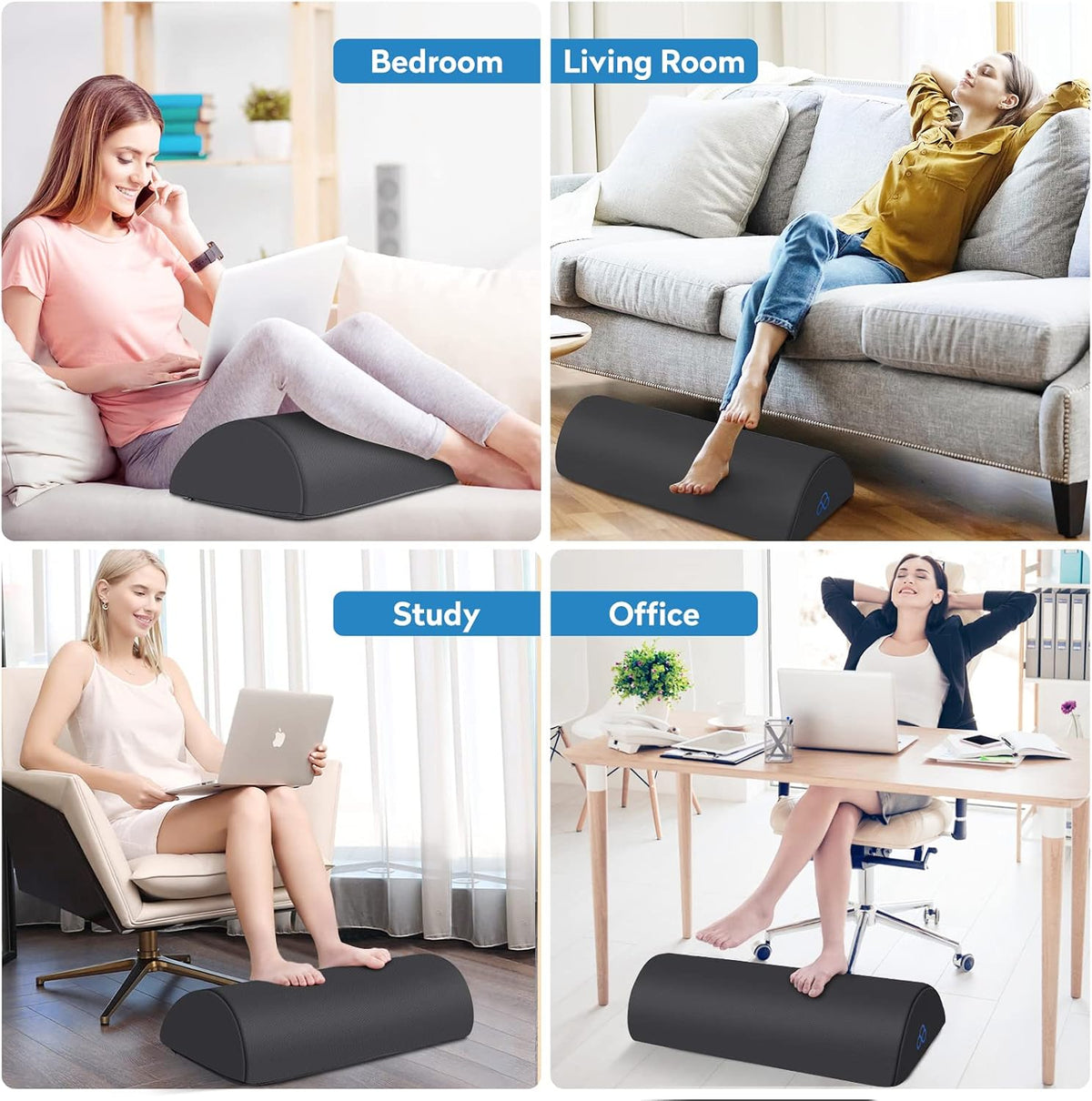 Foot Rest Ergonomic Pillow for Under Desk at Work, Grey/X-Large
