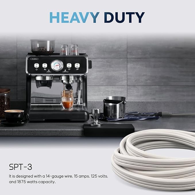 EP 9 Ft Heavy Duty Appliance Extension Cord - 14 Gauge 3 Prong SPT-3 Cable Wire, Ideal for Air Conditioners, Refrigerators, and Major Appliances - Indoor Use, White