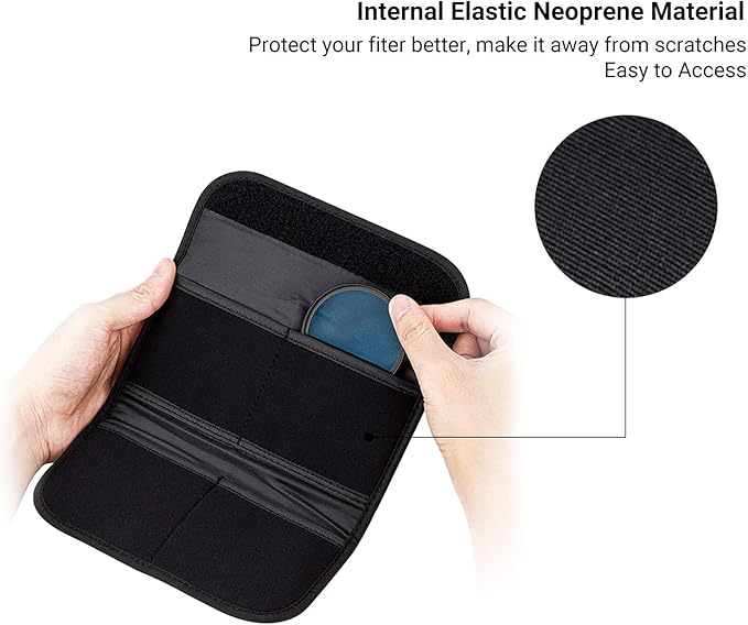 JJC 4 Pockets Filter Case for Round Filter Up to 58mm, Foldout Lens Filter Pouch