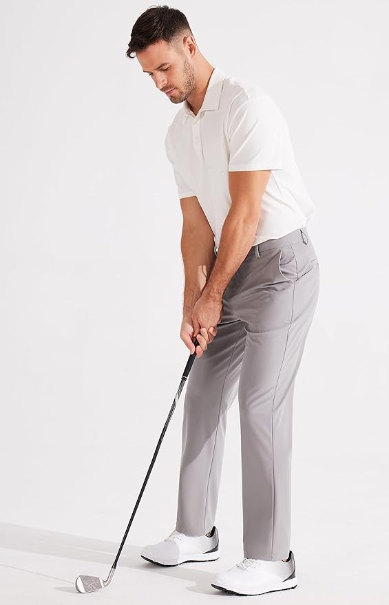 Libin Men's Golf Pants Classic Fit Flat Front Work Dress Pants 29" 31" 33" Stretch Casual Pants Lightweight with Pockets