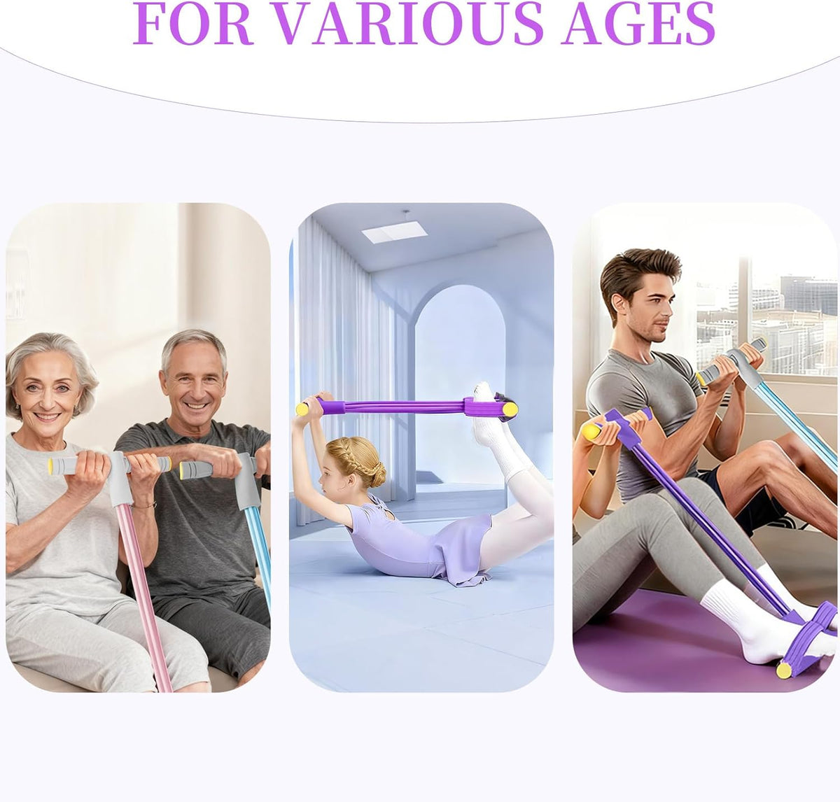 Pedal Resistance Bands by Skiennix - Durable 6-Tube Fitness Bands for Abdomen, Waist, Arms & Legs