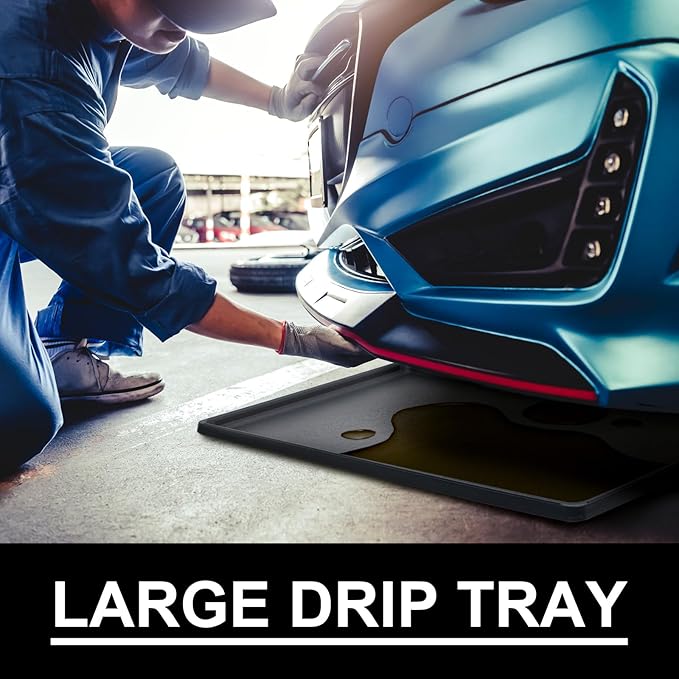 4 Pcs Auto Drip Tray Oil Drip Pan for Under Car Plastic Oil Tray Keep Garage Show Room Driveway Floor Safe and Clean from Fluid Drippings (35 x 24 Inch)