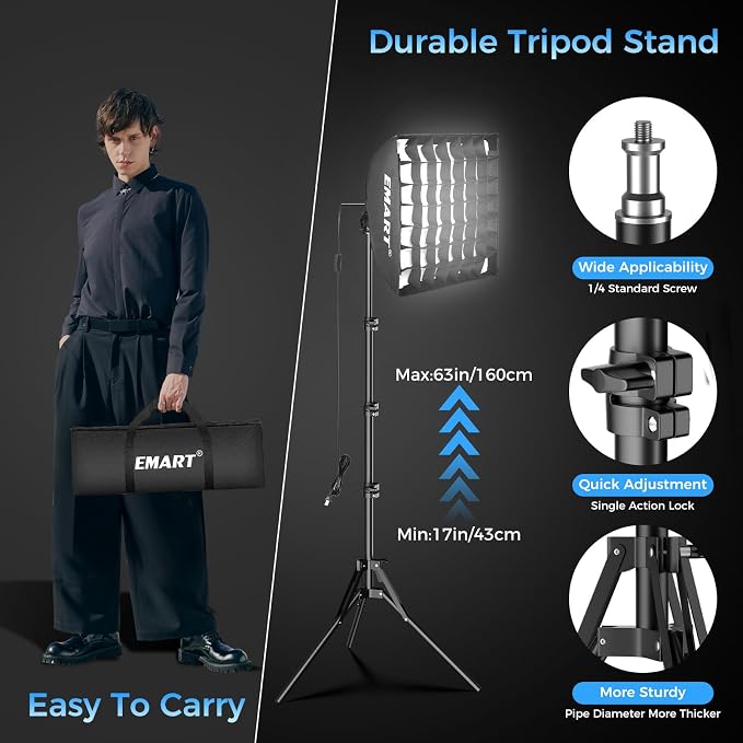 EMART Softbox Photography Lighting Kit, 50W 3000K-6000K LED Bulb