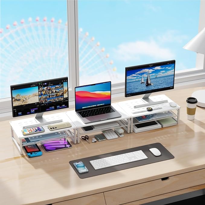 gianotter 2-Tier Metal Monitor Stand Riser, Desk Accessories & Workspace Desk