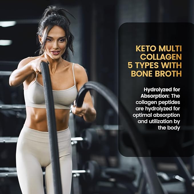 Multi Collagen Protein Powder 16.2 oz (4 Pack) | 5 Types with Bone Broth, Hydrolyzed Peptides, Biotin & MCT Oil, Unflavored, Supports Skin, Hair, Nails, Joints & Gut Health, Keto Friendly