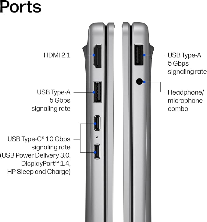 HP OmniBook 3 14 inch Next Gen AI PC, 2K Display, Snapdragon X X1-26-100, 16 GB RAM, 256 GB SSD, Qualcomm Adreno GPU, Windows 11 Home, Nouvelle Silver, 14-hz0288nr