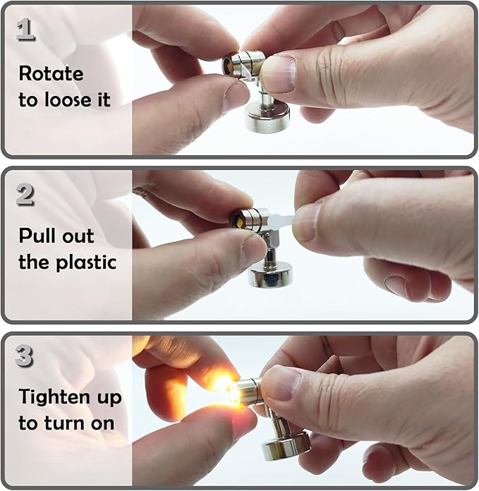 Metal Miniature LED Light,Tiny Spot Lights with Magnet Base,Battery Operated LED Lights,Wireless Miniature Spot Light for Artwork Painting,Jewelry Showcase,DIY Hand Craft (Warm White)