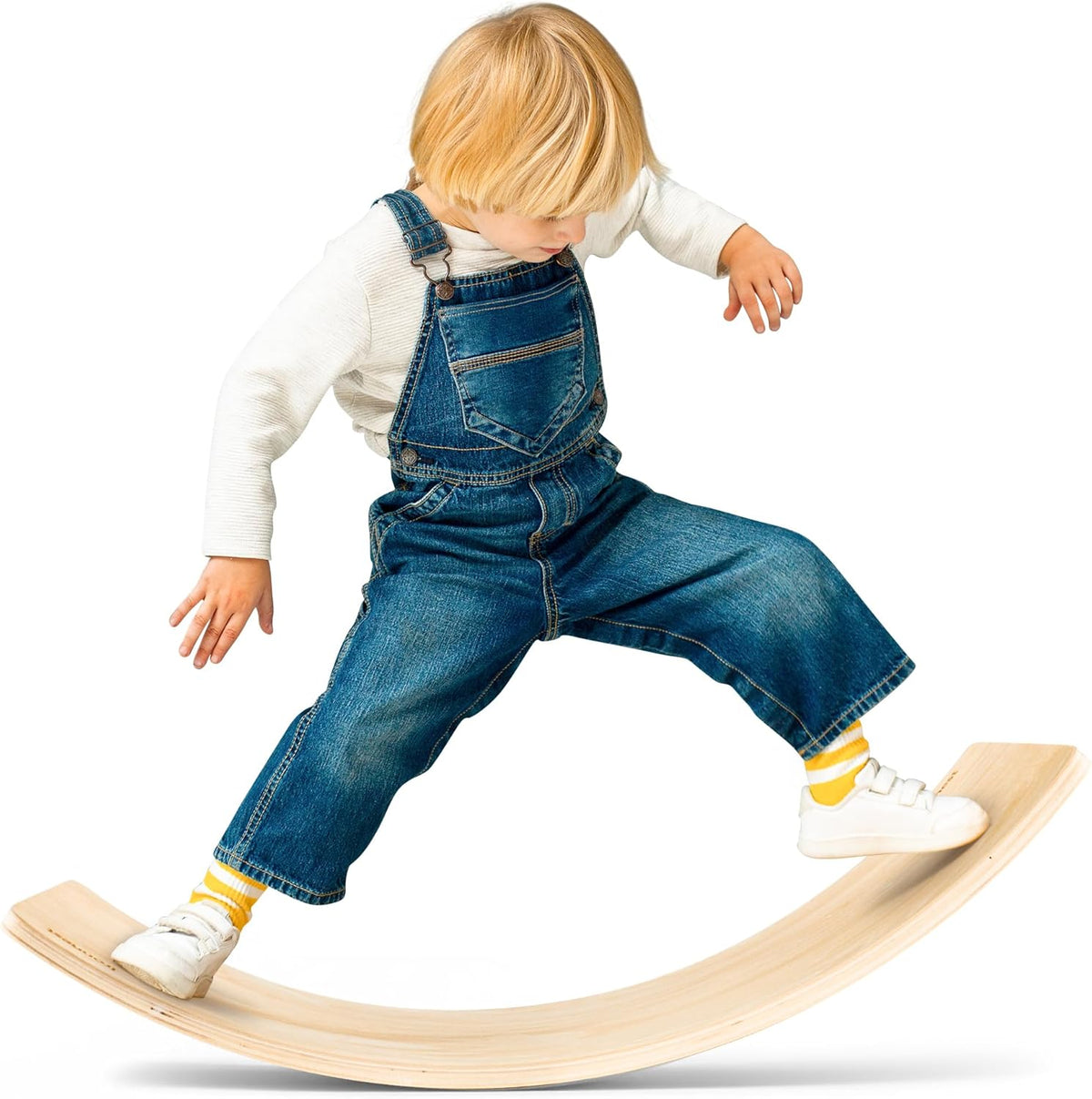 Skiennix Wooden Wobble Board - Kids' Balance Trainer for Indoor Play | Curvy Rocker Board for Yoga & Exercise