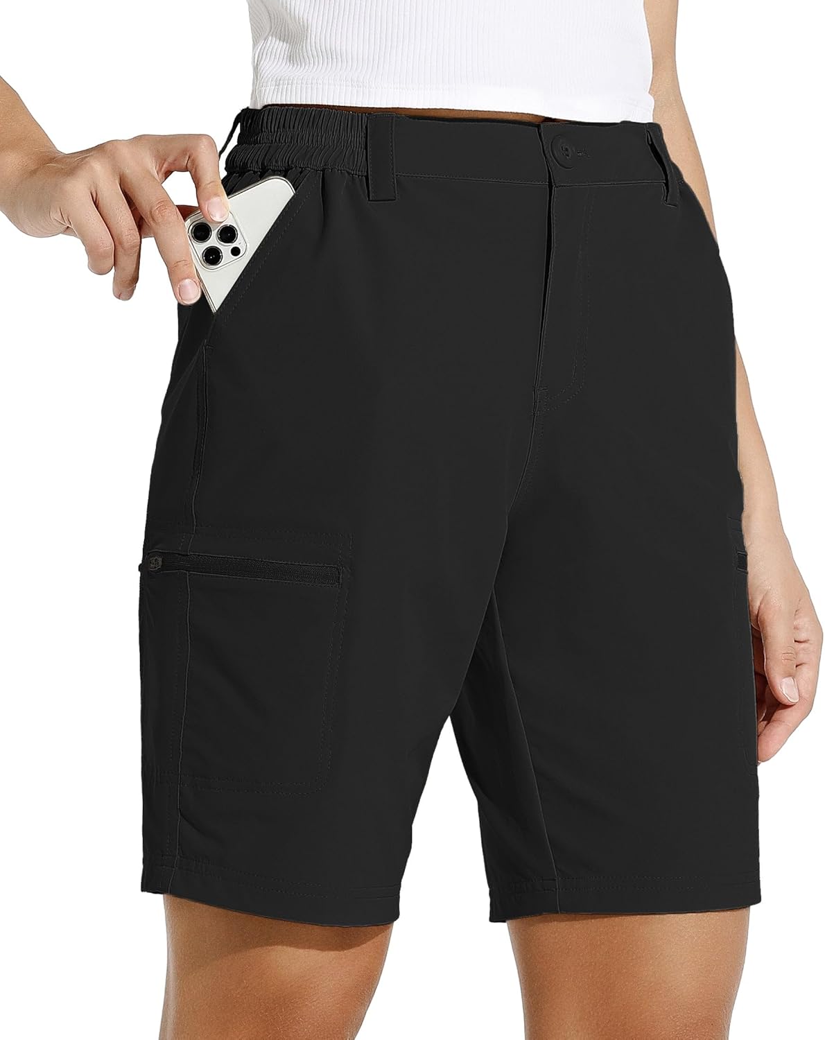 Willit Women's Hiking Cargo Shorts - Quick Dry Stretch Fabric for Summer Adventures | 10" Length