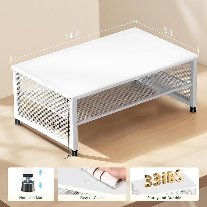 ECOLOVI 2-Tier Computer Monitor Stand Riser, Desk Organizer