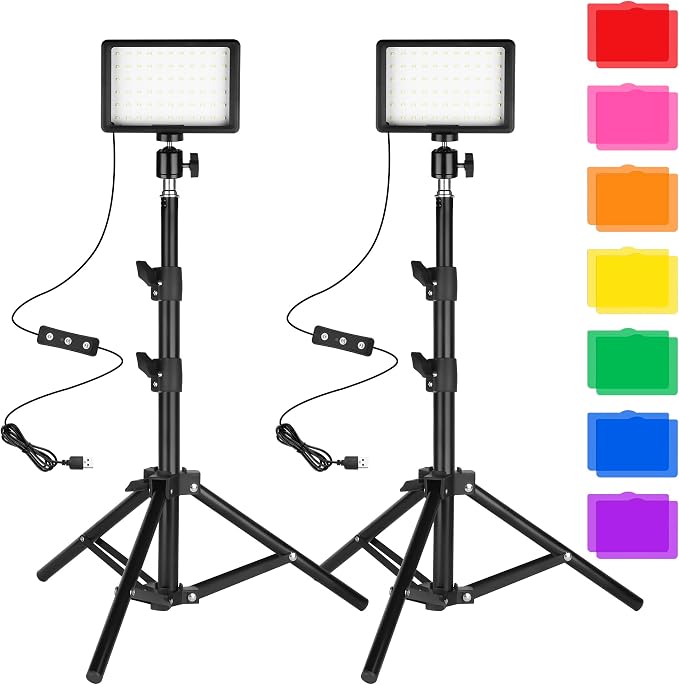 LED Photo Video Light 2-Pack, Ci-Fotto Dimmable 5600K USB LED Continuous Light