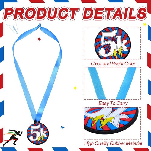 AmazingSpark 60 Pcs 5K Race Award Medals - 2 Inch Rubber Medals for Team Participation & Competitions