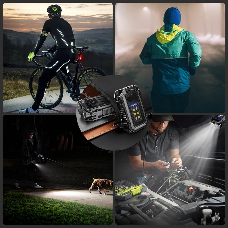 Vefhby 500LM Clip on Flashlight, 2Pack 8 Modes Running Light for Runners Rechargeable Safety Lights Portable COB Flashlight for Night Working, Running, Camping, Fishing, Hiking, Dog, Gift