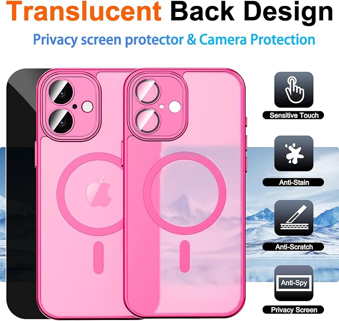 for iPhone 16 Case with Privacy Screen Protector and Camera Protection