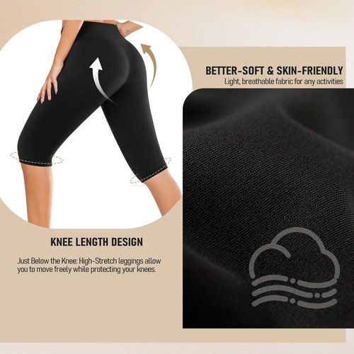 DHSO High Waisted Leggings for Women - Buttery Soft Tummy Control Yoga Pants | Full & Knee Length Capri