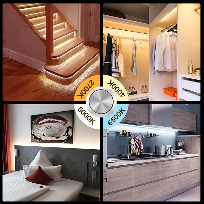 DAYBETTER COB LED Strip Light Tunable White, 32.8ft/10m 6080LEDs White LED Light Strips with Remote, 2700K-6500K Dimmable LED Tape Light, COB LED Lights for Bedroom Kitchen Under Cabinet DIY Lighting