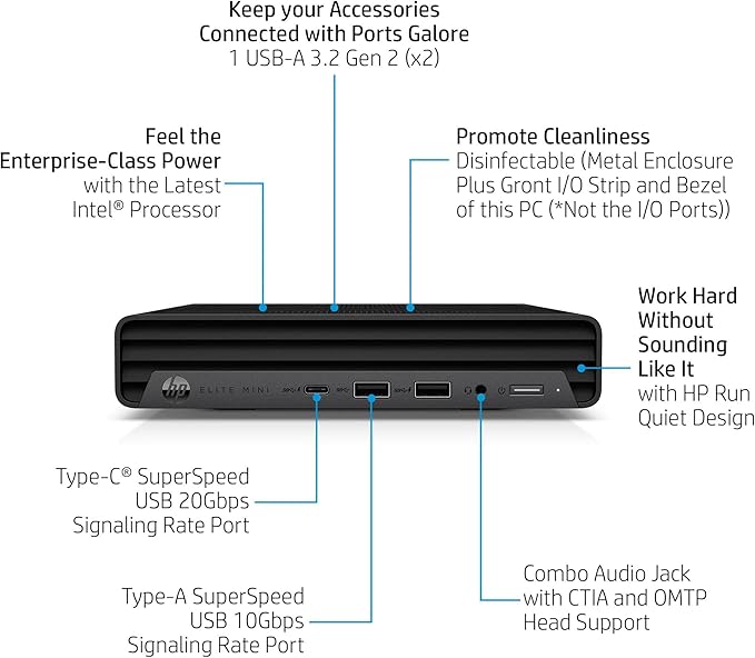 HP Elite Mini 800 G9 Elite Desk Business Desktop Computer, 14th Gen Intel 24-Core i9-14900T up to 5.5GHz, 32GB DDR5 RAM, 1TB SSD, WiFi 6, Bluetooth, Keyboard Included, no Mouse, Windows 11 Pro
