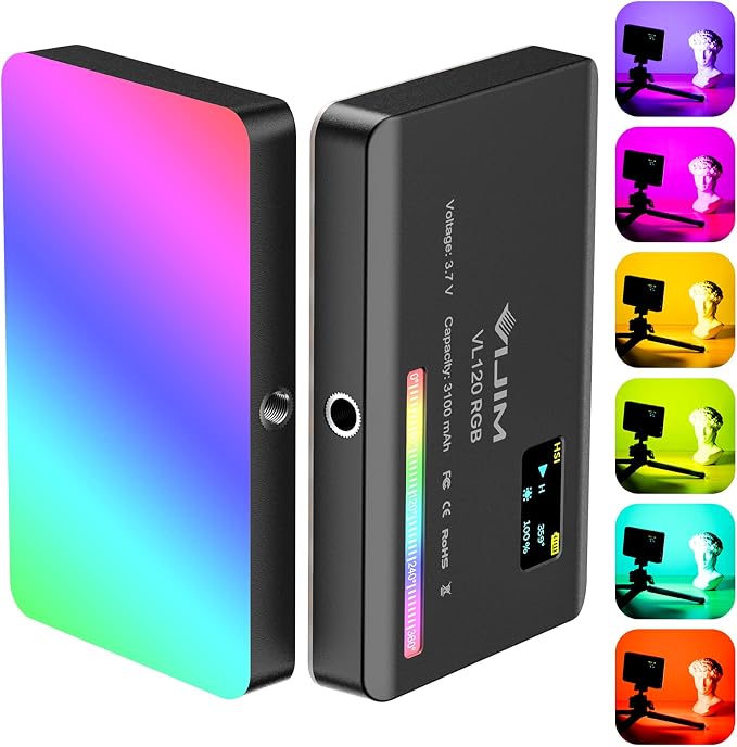 VIJIM VL120 RGB Video Light, Portable LED Camera Light Panel 0-360 Full Color