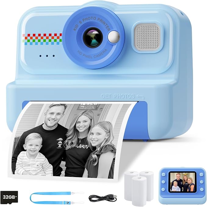 HiMont Kids Camera Instant Print, 1080P HD Instant Print Camera