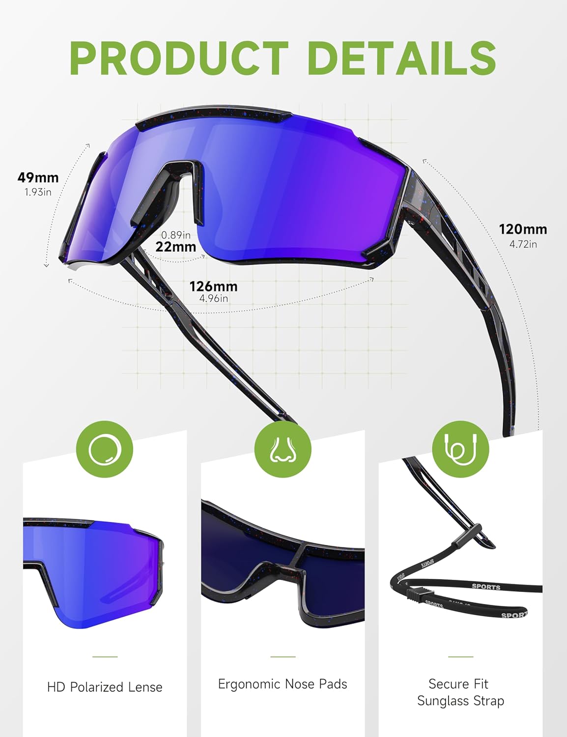 Skiennix Kids Polarized Baseball Sunglasses - UV Protection Sports Eyewear for Ages 3-12