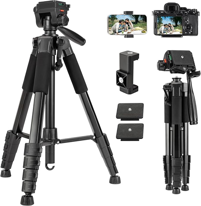 74'' Camera Tripod, Fotopro Lightweight Aluminum Travel Tripod